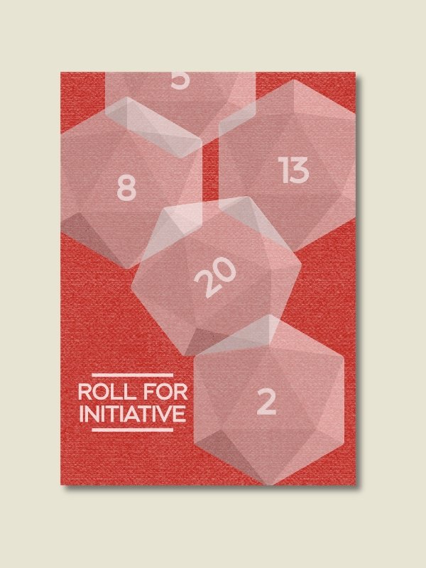 Minimalist Roll for Initiative D20 Board Game Room Poster - UNFRAMED product image (1)