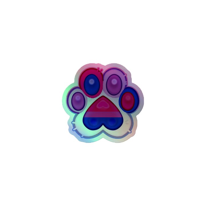 Bisexual Pride Paw Print Holographic Kiss Cut Sticker product image (1)