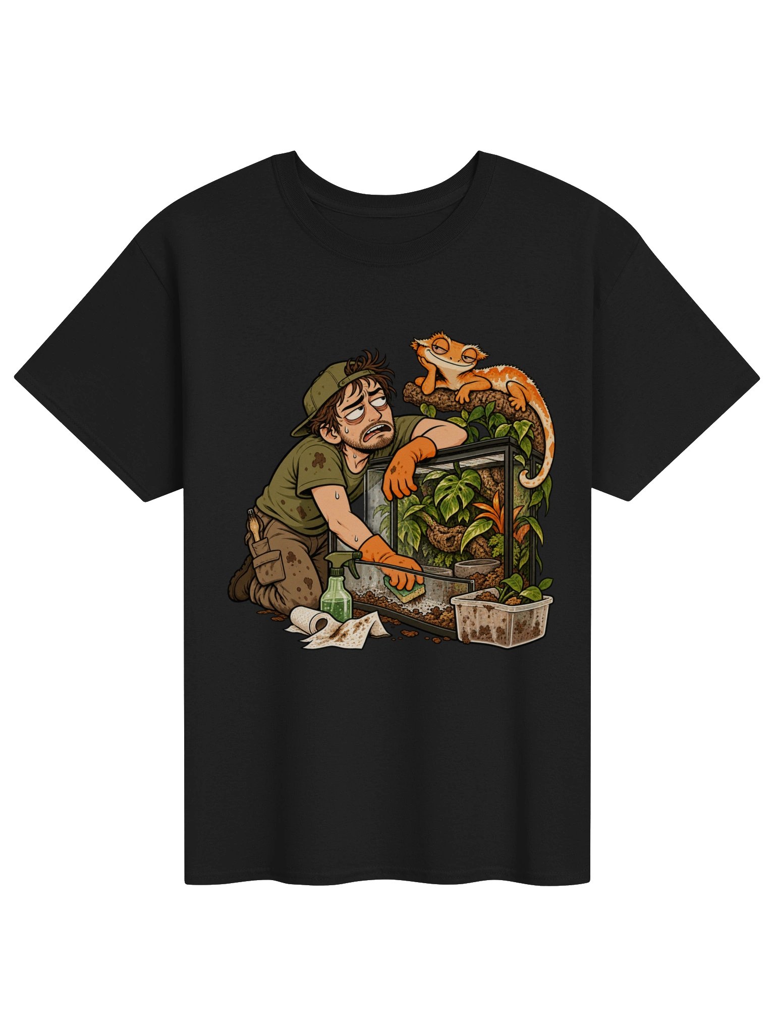 Funny Crested Gecko Keeper T-Shirt – Terrarium Cleaning Day product image (1)