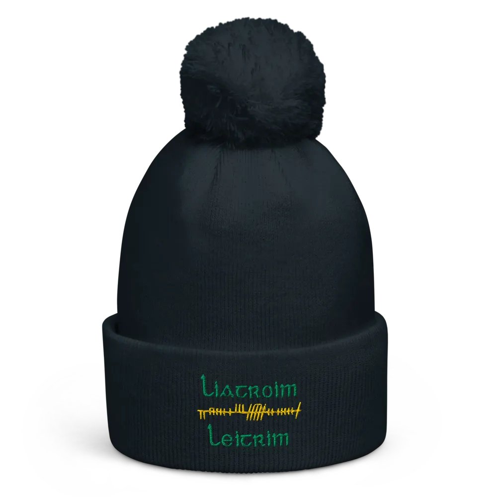 Leitrim/Liatroim Orthodox style Ogham embroidered Pom-Pom Beanie product image (1)