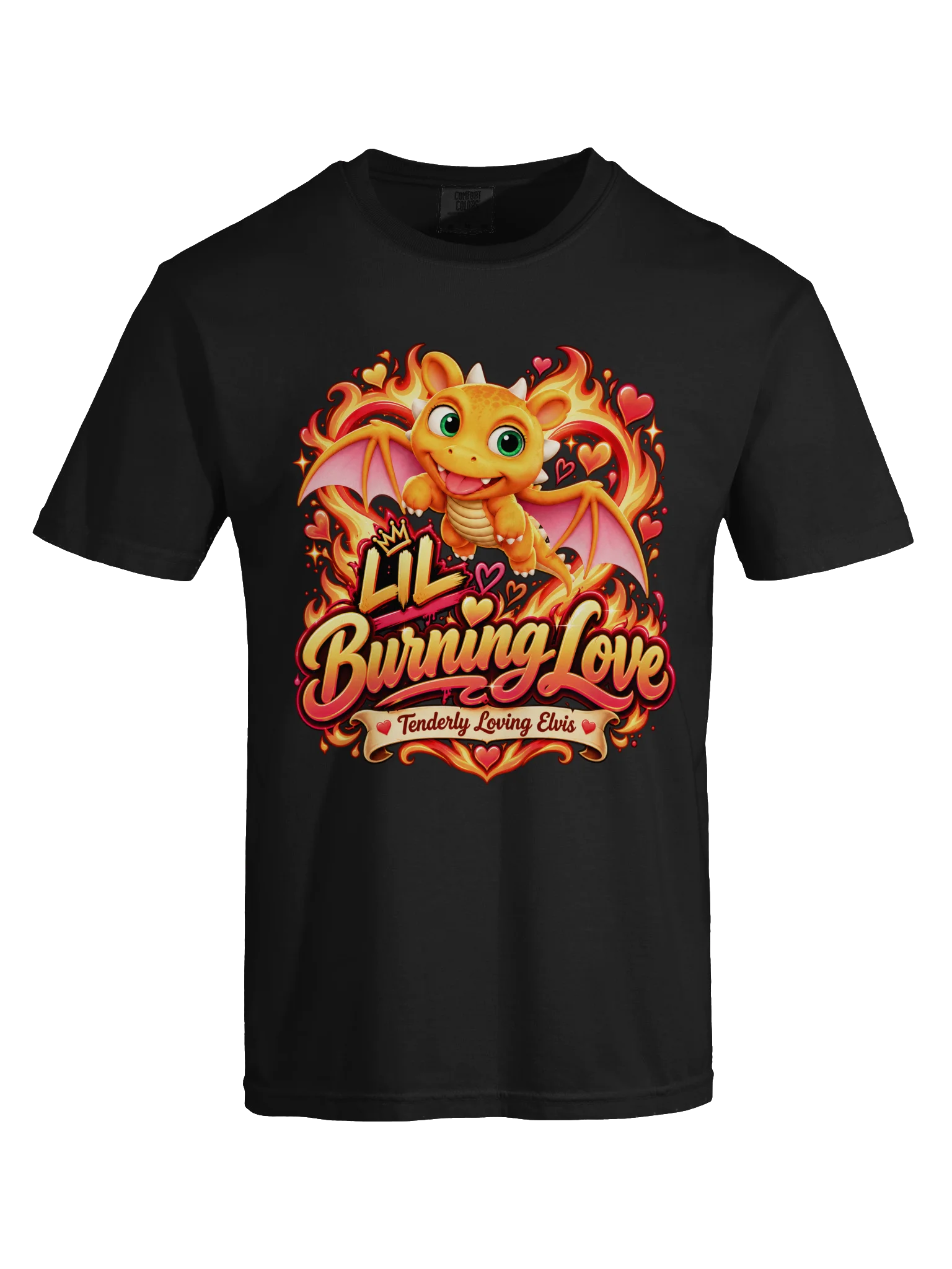 Lil’ Burning Love — Tenderly Loving Elvis Mascot Tee product image (9)