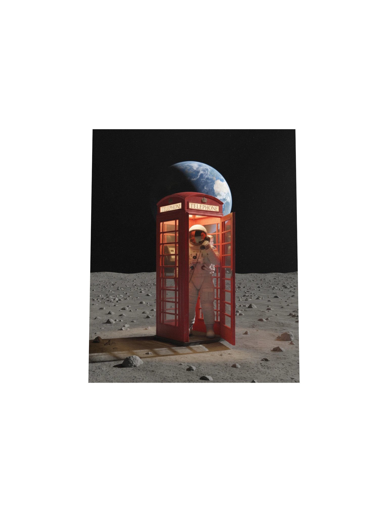 Red Telephone Box on the Moon Dreamcore Matte Poster product image (12)