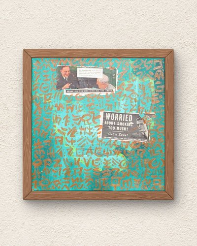 Two real cigarette ads share this canvas. One has a Camel smoker admitting 
