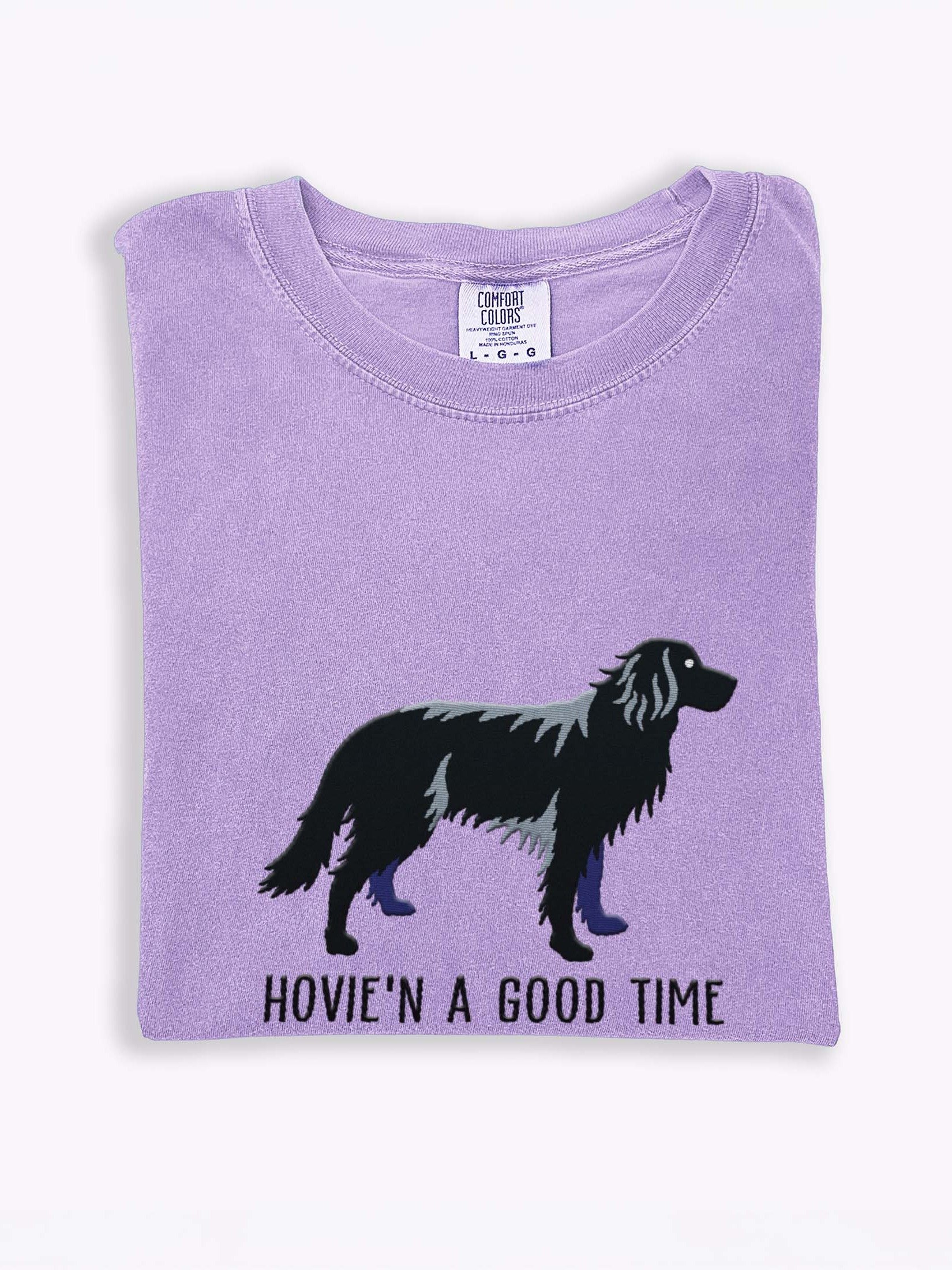 Hovie'n a Good Time T-Shirt(Embroidered) of a Hovawart(Black) product image (1)