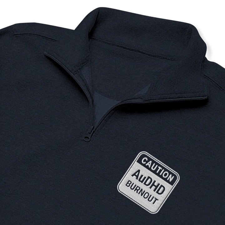CAUTION: AuDHD BURNOUT (white outline) embroidered quarter zip product image (11)