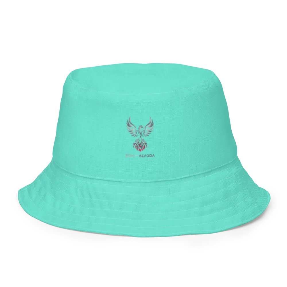Reversible Aqua Blue & Orange Butterfly Painted Bucket Hat product image (6)