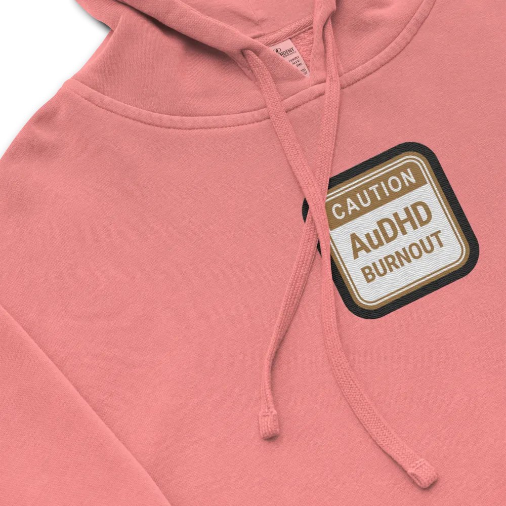 CAUTION: AuDHD BURNOUT embroidered pigment hoodie (brown bubble design) product image (1)