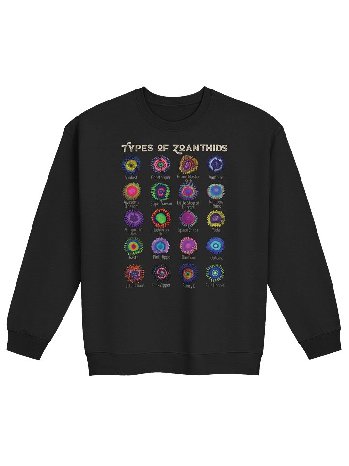 Types of Zoanthids Reef Aquarium Sweatshirt – Colorful Coral ID Guide Sweatshirt for Reef Tank Hobbyists product image (3)