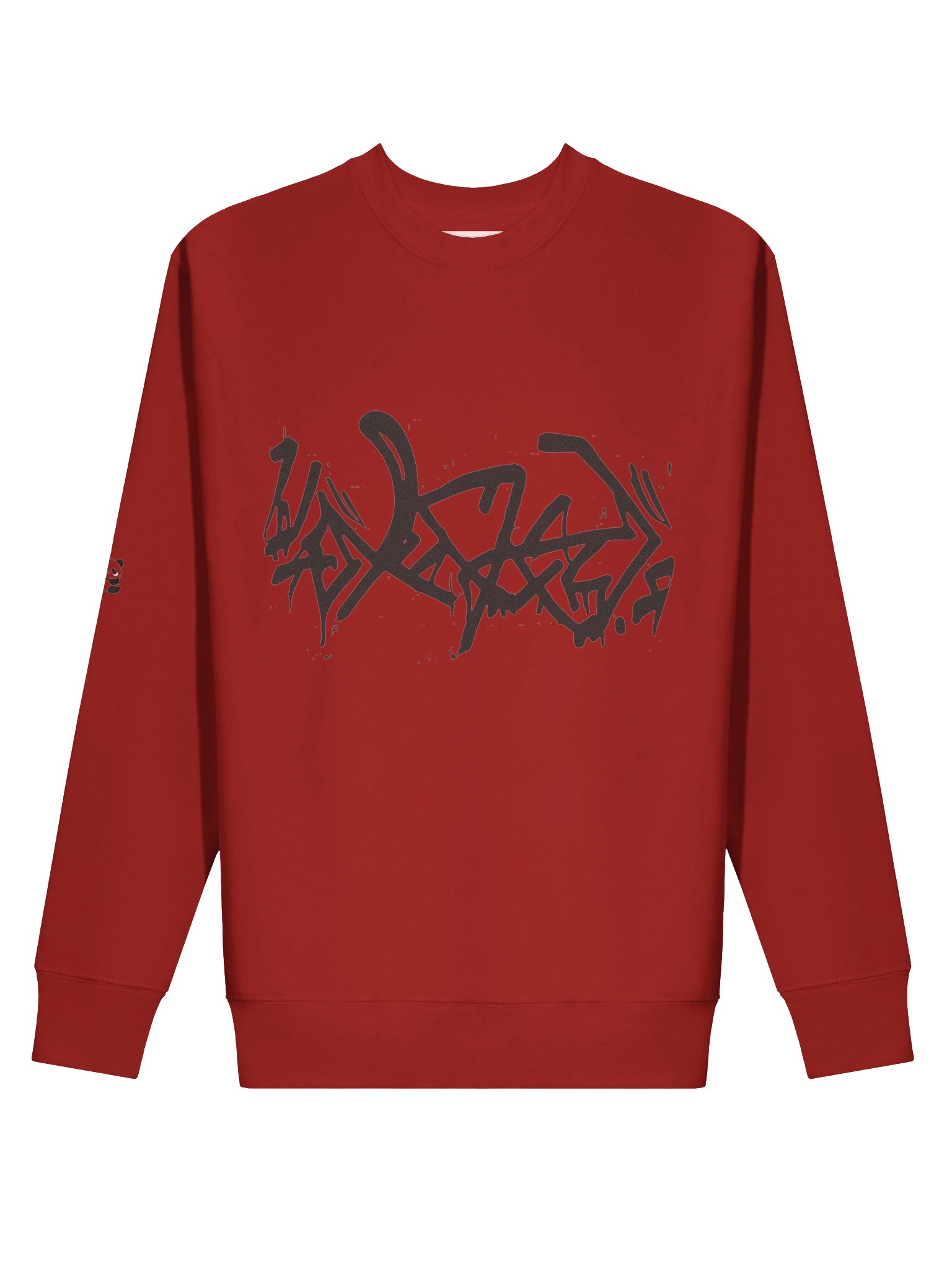 Hidenza Graffiti Tag Sweatshirt – Red Oversized Streetwear Crewneck with Panda Sleeve Detail product image (2)