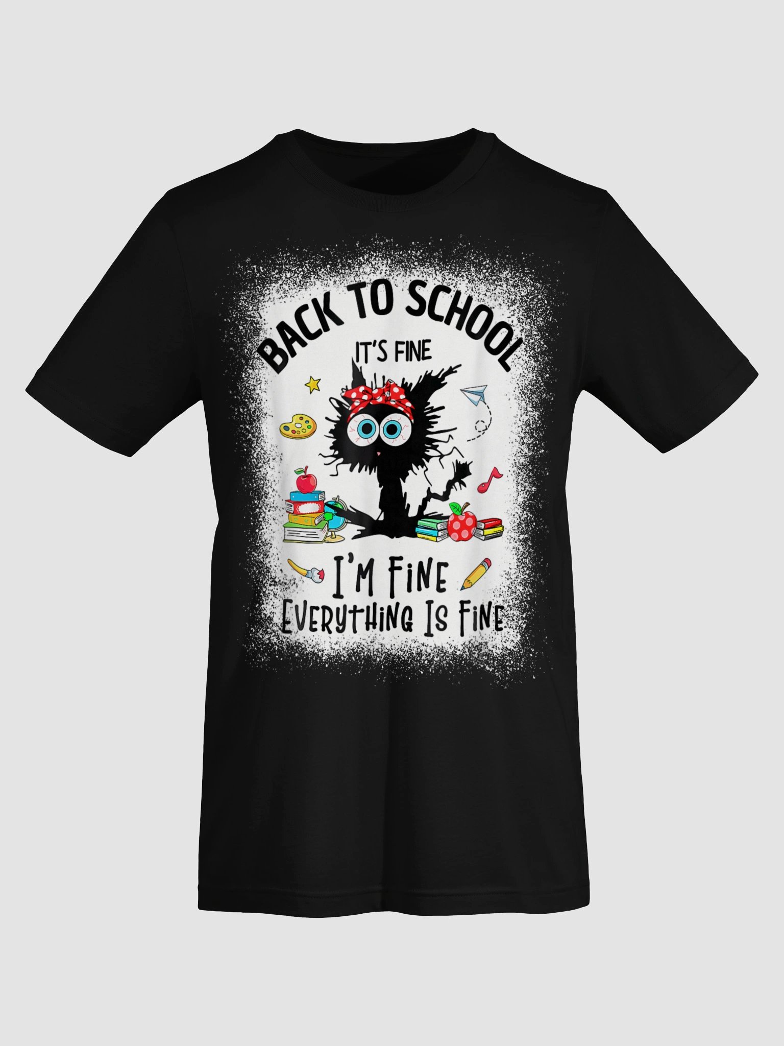 Back To School Im Fine Everything Is Fine Teacher Cat Shirt Happy First Day of School T-Shirt product image (49)