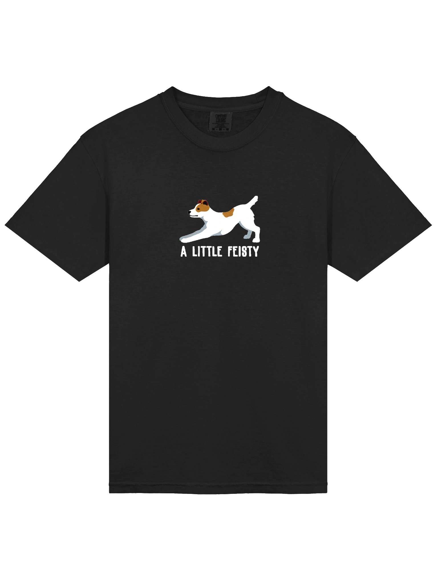 A Little Feisty T-Shirt(Embroidered) of a Feist Dog(Brown & White) product image (6)