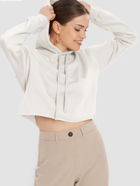 DANCE MEMECOIN - CROP HOODIE - CLUB LINE - HEATHER DUST product image (1)