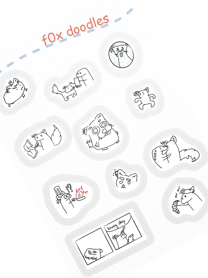 whimsical f0x doodles sticker sheet product image (1)