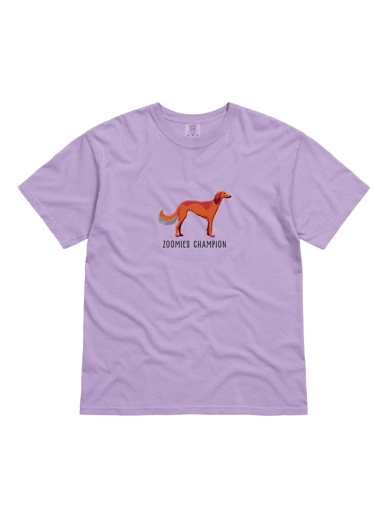 Zoomies Champion T-Shirt(Embroidered) of a Saluki(Red) product image (4)