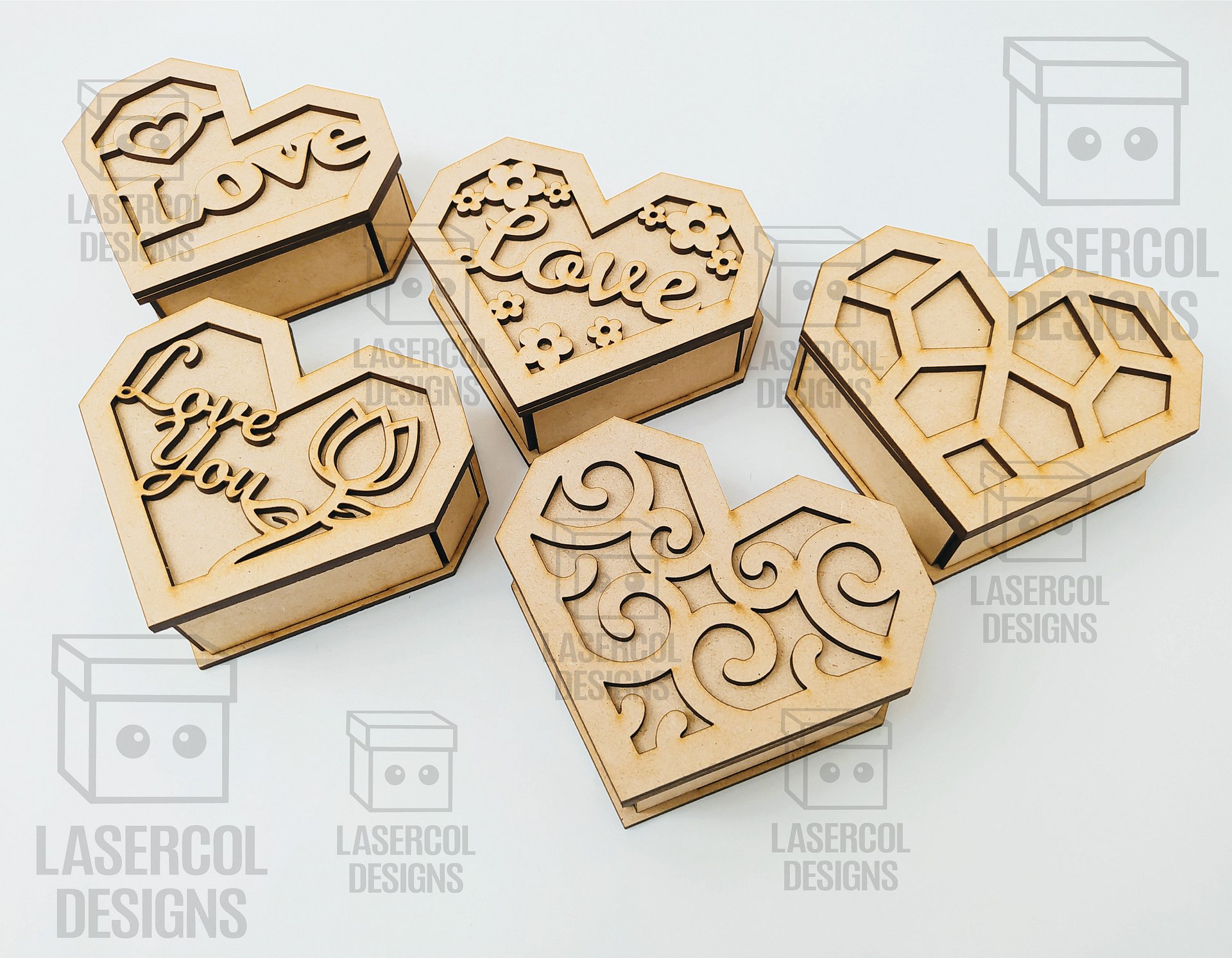 Heart Shaped Boxes Bundle - Laser Cut Files product image (6)