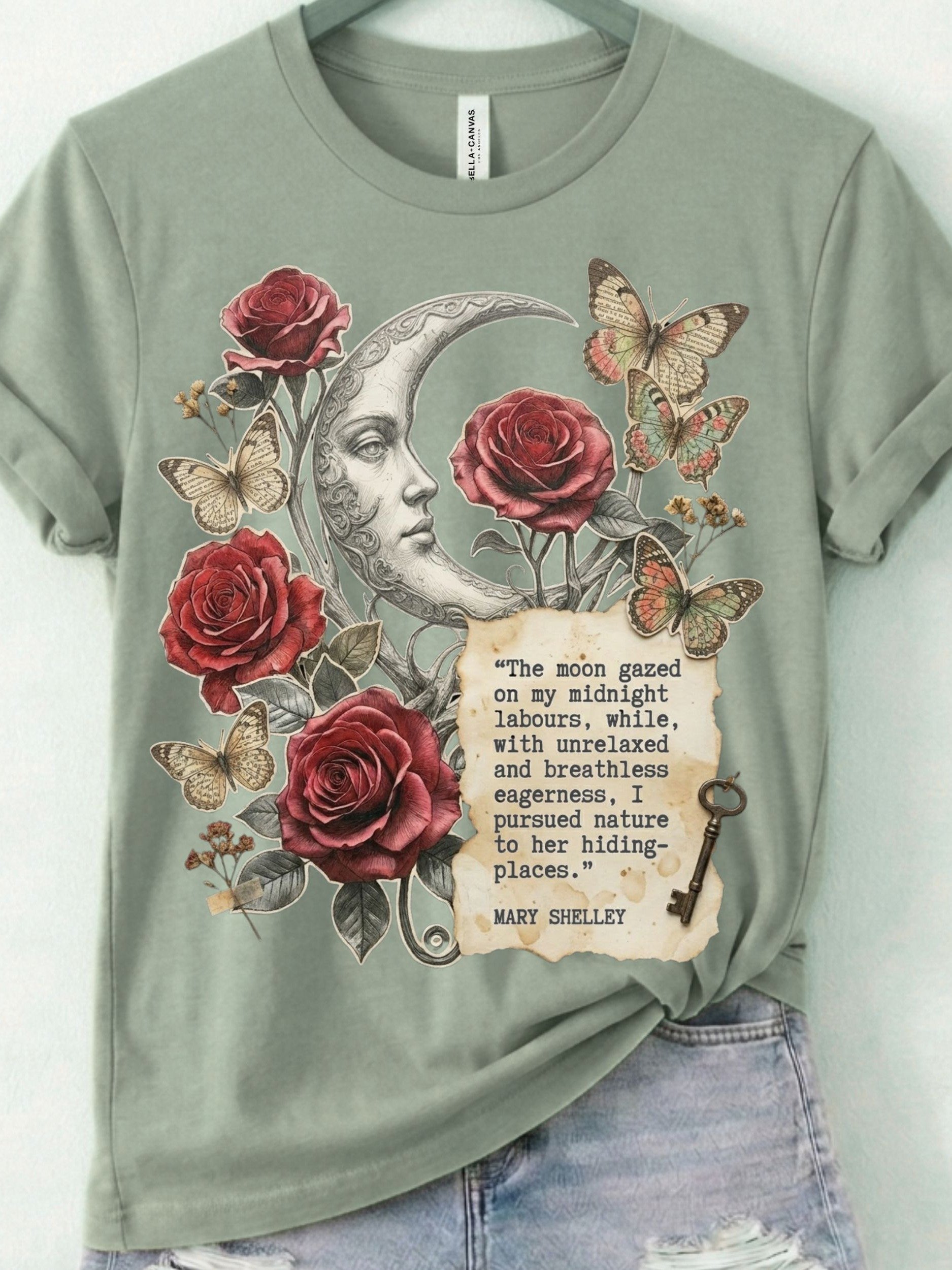 Mary Shelley Quote Shirt, Gothic Literature Tee, Dark Academia Floral Shirt product image (1)