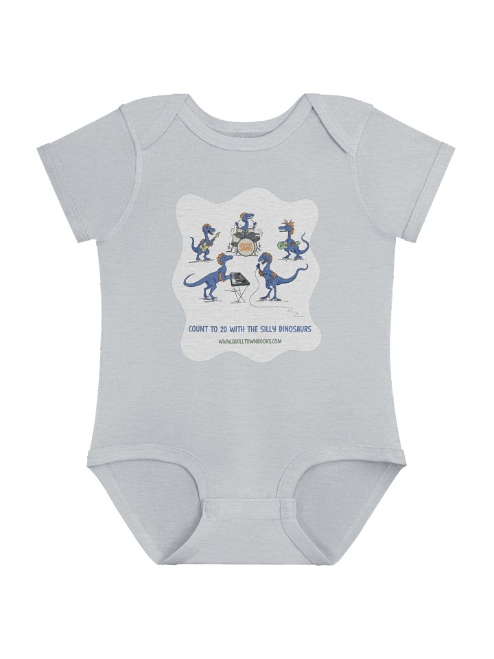 Silly Dinosaur Band Baby Bodysuit (Heather Gray) product image (1)