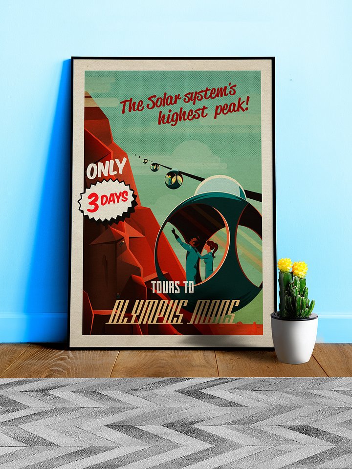 Mars, Tours to Olympus mons — Vintage space poster product image (1)