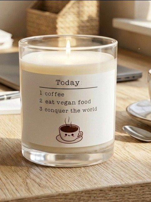 “Vegan Conquers the World” Soy Wax Glass Jar Candle product image (1)