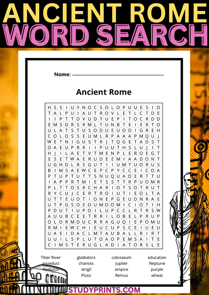 Ancient Rome Word Search Puzzle Printable product image (1)