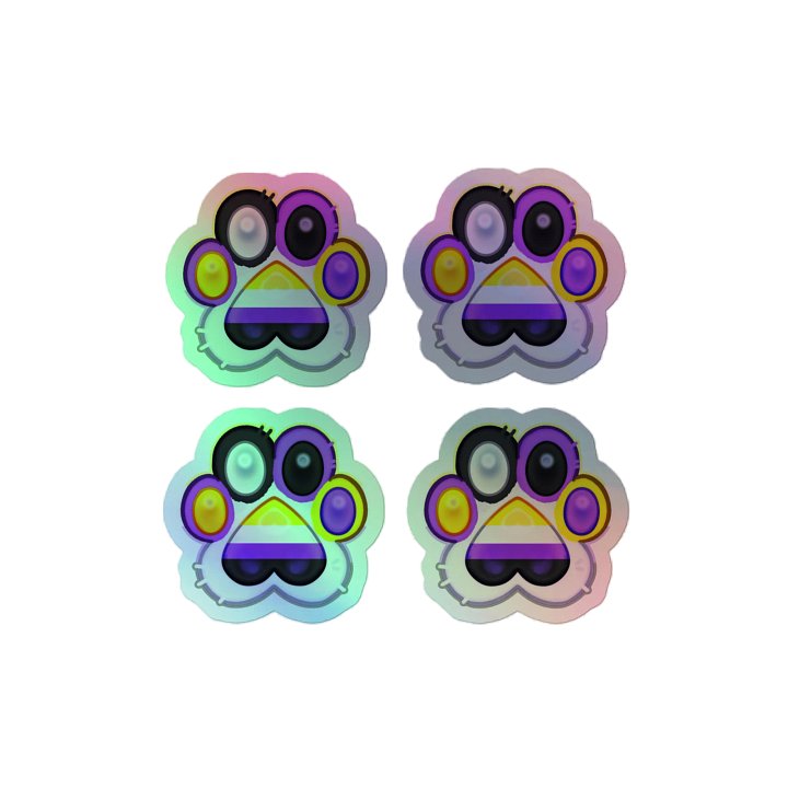 Nonbinary Pride Paw Print Holographic Kiss Cut Sticker Sheet product image (1)