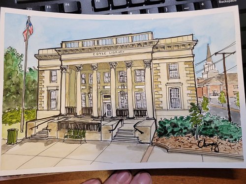 Day 3 - finished version of the Coyle Library in downtown #Chambersburg.
#artchallenge #Cumberlandvalley #art