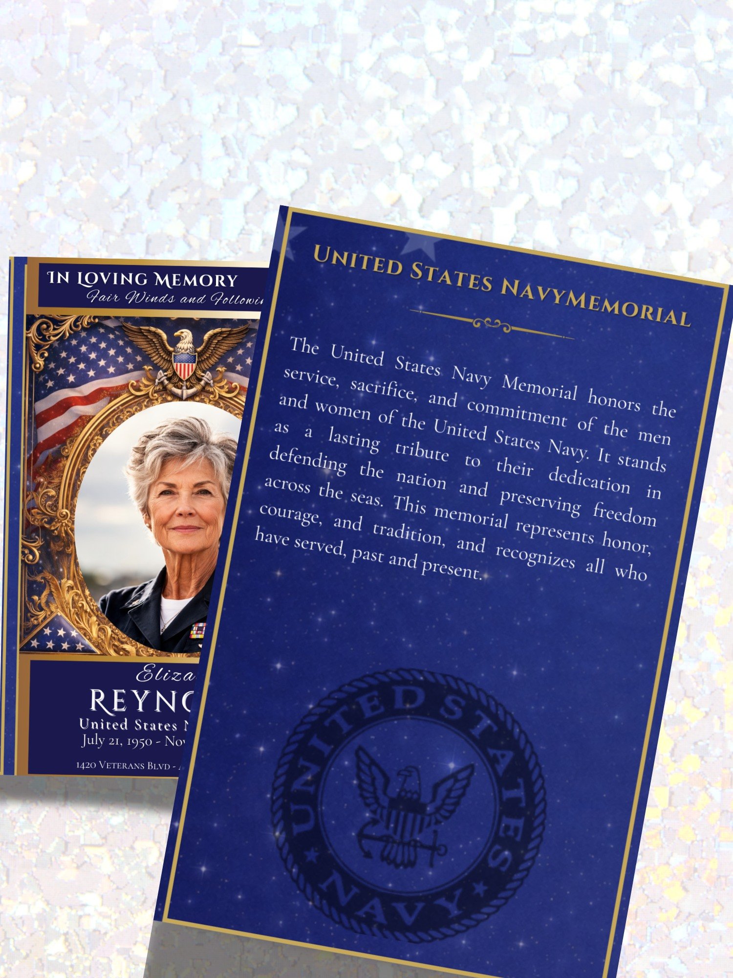 US Navy Funeral Program Booklet | 8-Page Patriotic Military Memorial Tribute product image (5)