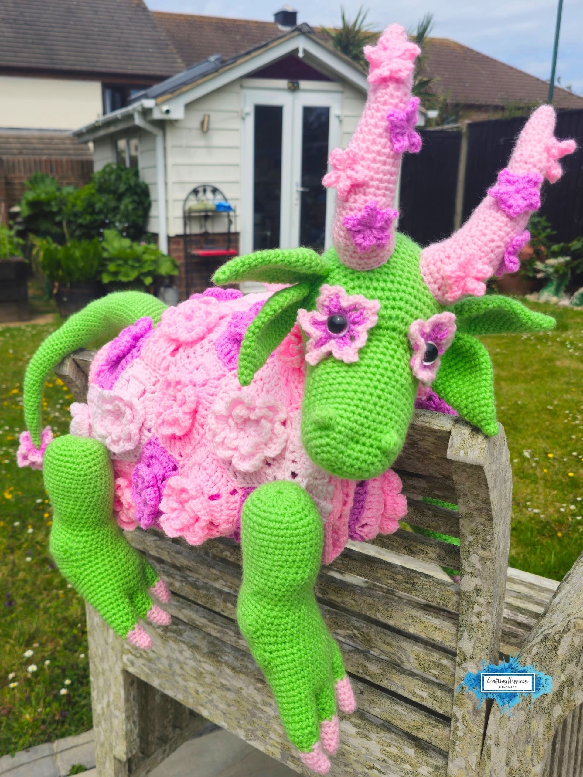Crochet Flower Dragon Blanket Pattern | Fantasy Fairy Garden Nursery Decor | Mythical Amigurumi Toy | Graph & Written Instructions | pdf product image (8)