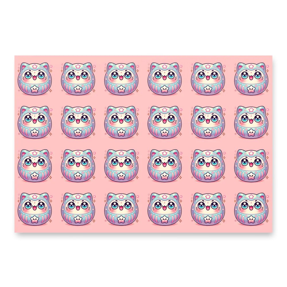 かわいいだるまデライトラッピングペーパーセット - 3つのユニークなデザイン product image (3)