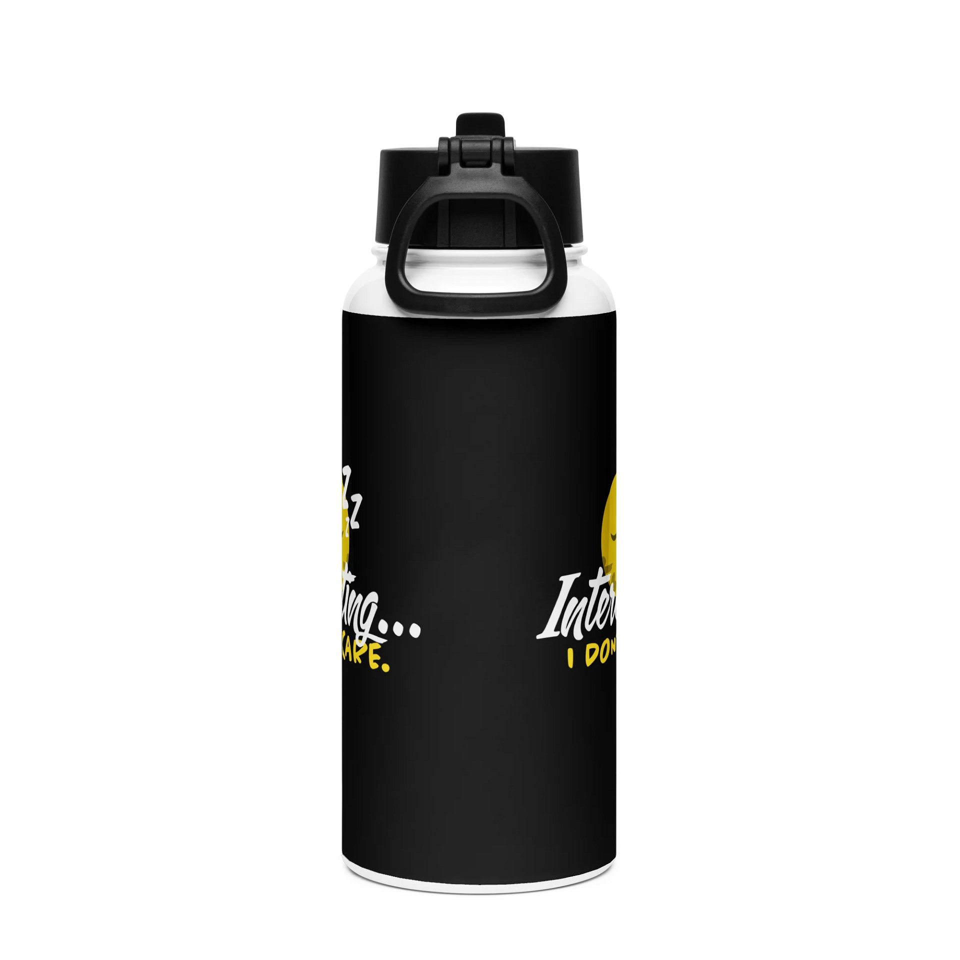 "I Don't Care" Stainless Steel Water Bottle (Black) product image (4)