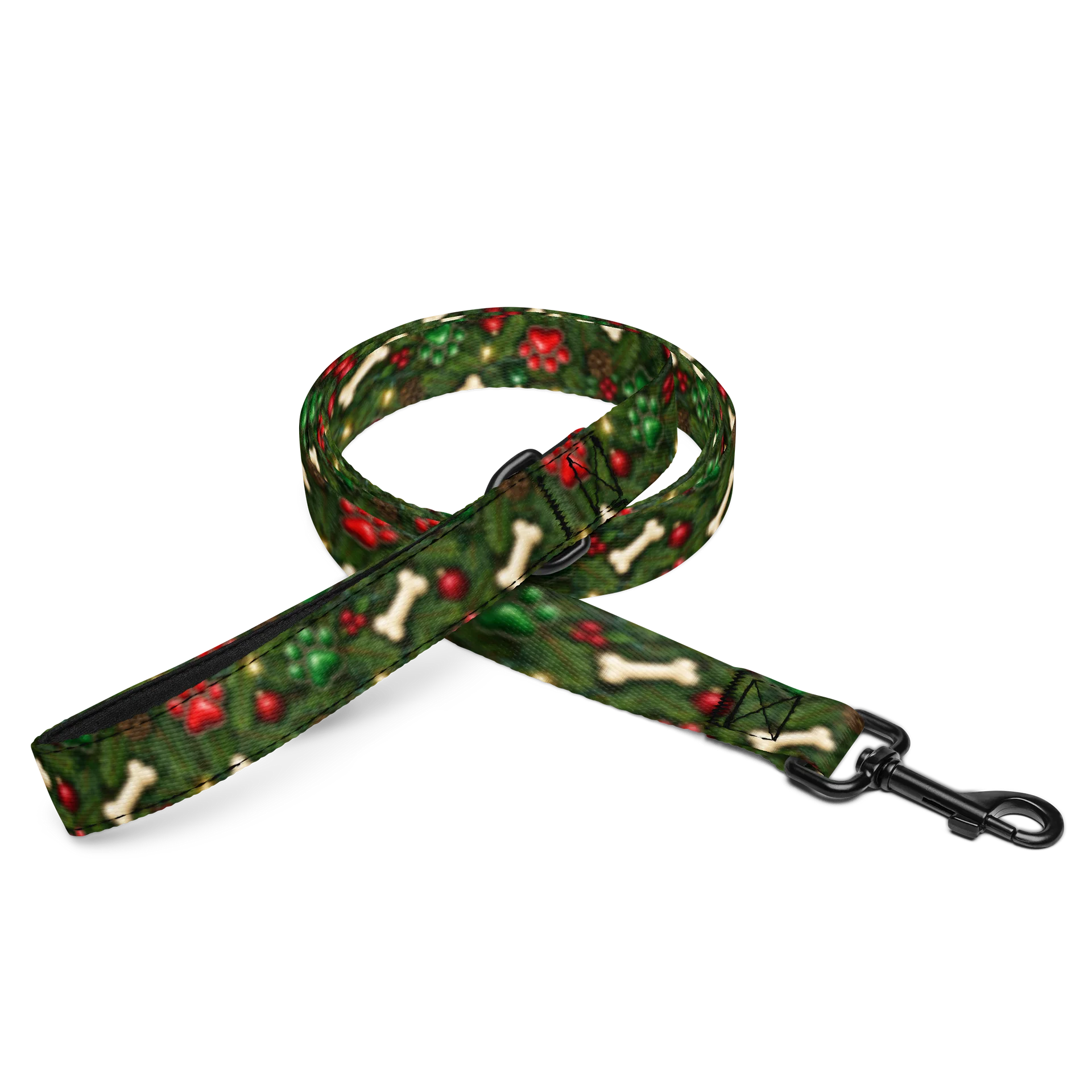 Christmas Paw Prints & Bones Dog Leash – Evergreen product image (1)