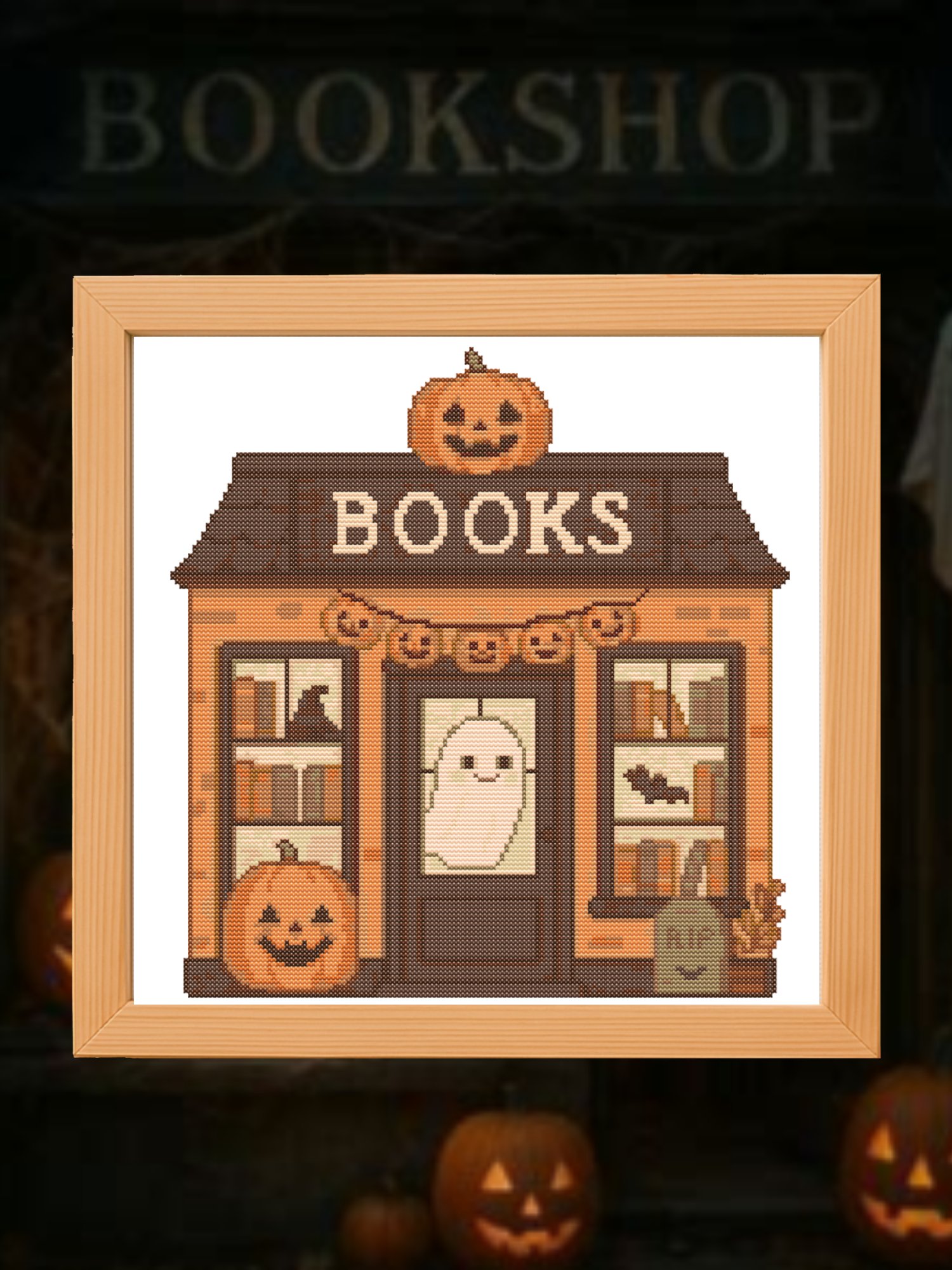 Boo & Books Cross Stitch Pattern product image (1)