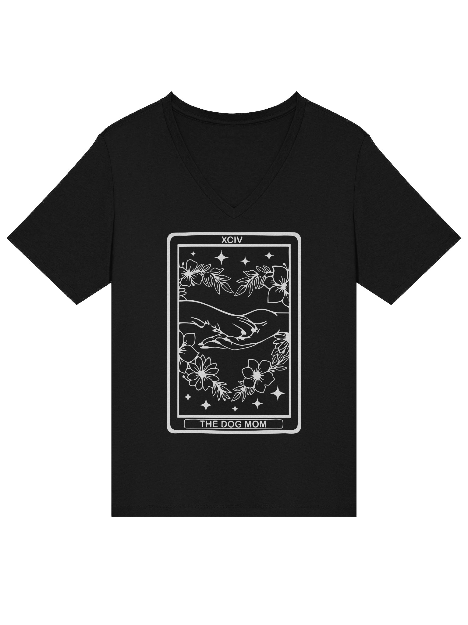 🌙 “V-Neck Dog Mom Tarot Tee [White Print]” product image (2)