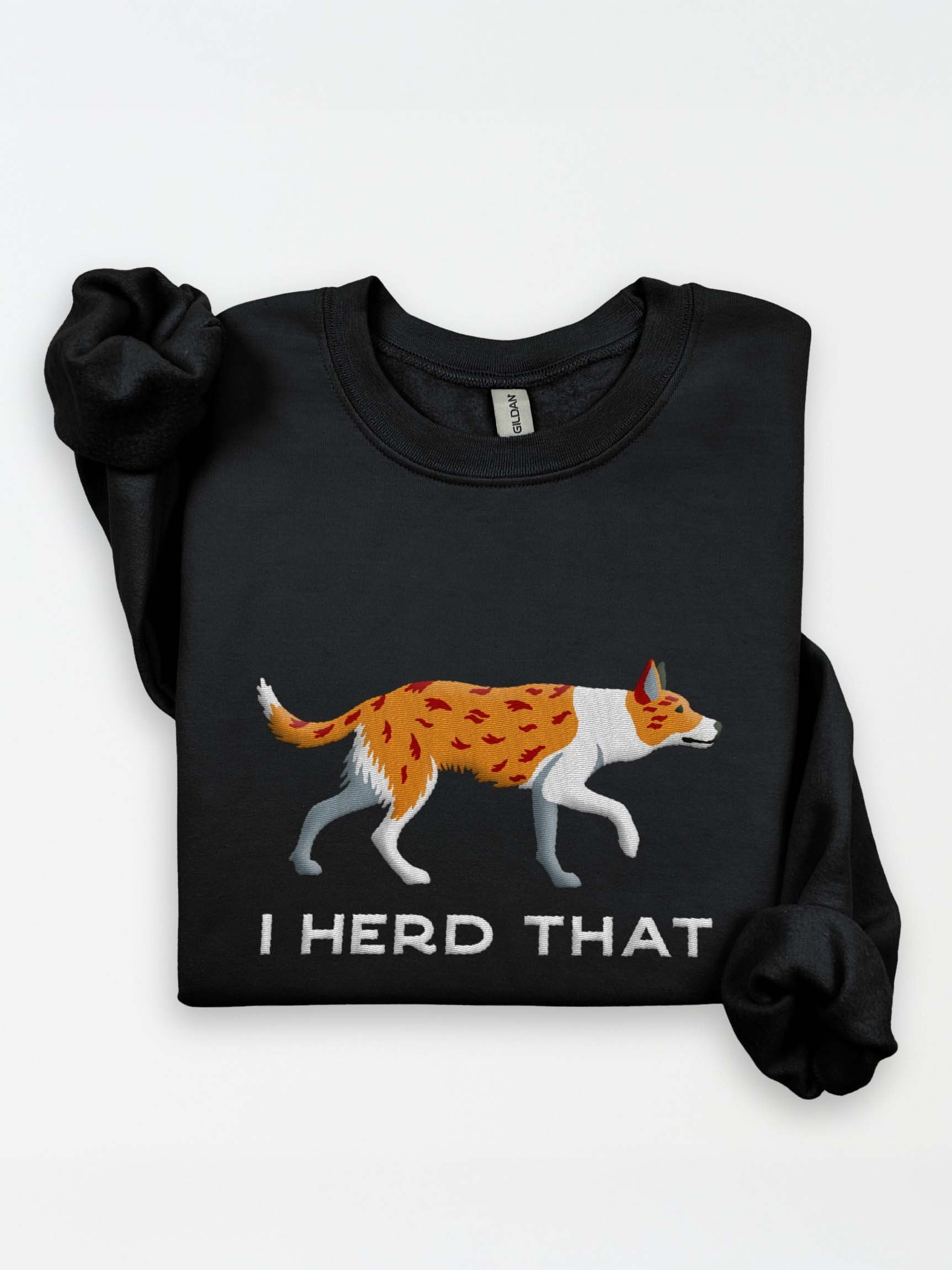 I Herd That Sweatshirt (Embroidered) of a Smooth-Coated Border Collie(Red Merle) product image (1)
