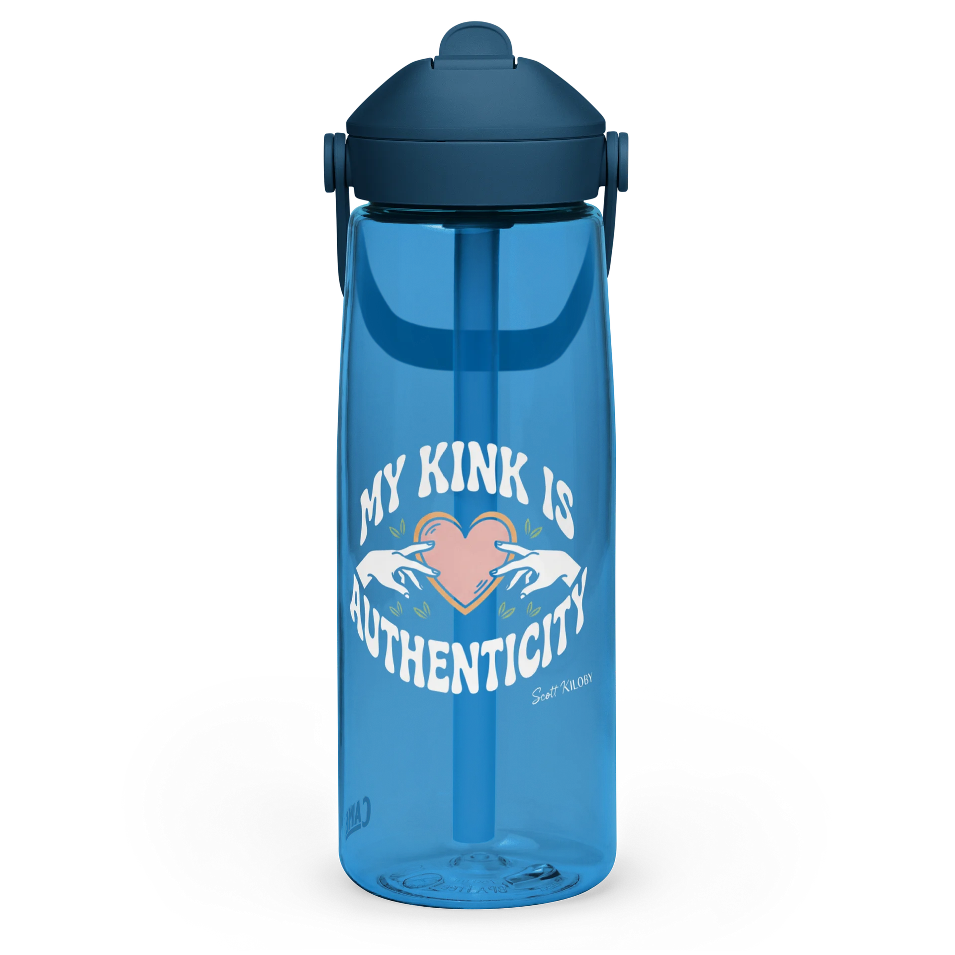 “My Kink Is Authenticity” Oxford Blue Flip Straw Water Bottle product image (3)