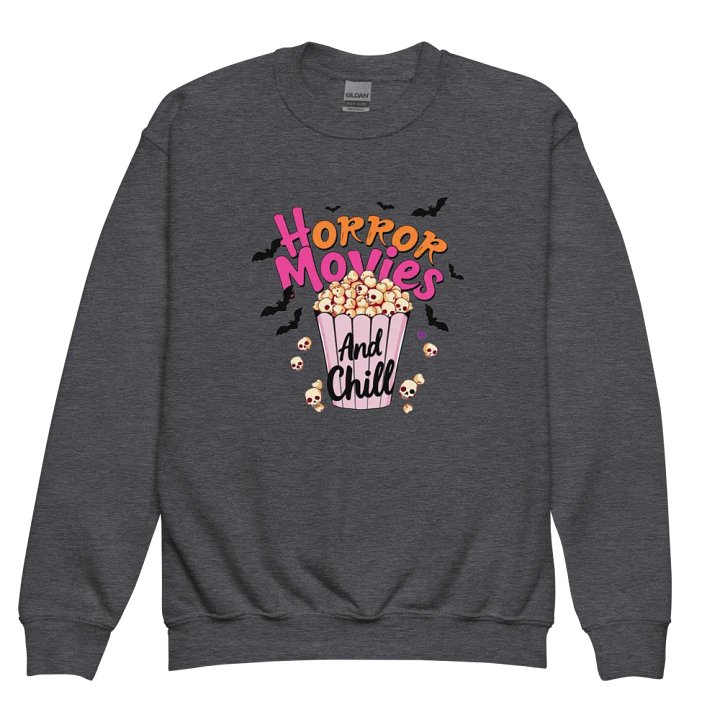 Horror Movies and Chill Popcorn Youth Sweatshirt product image (2)