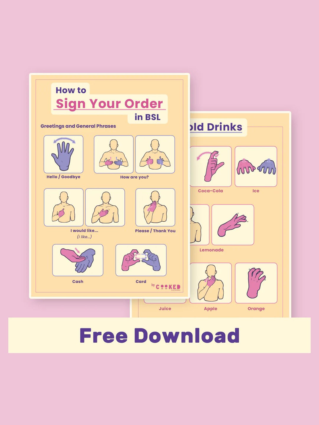 How to order in a café using British Sign Language (BSL) - Café Food and Drink Menu Template product image (1)