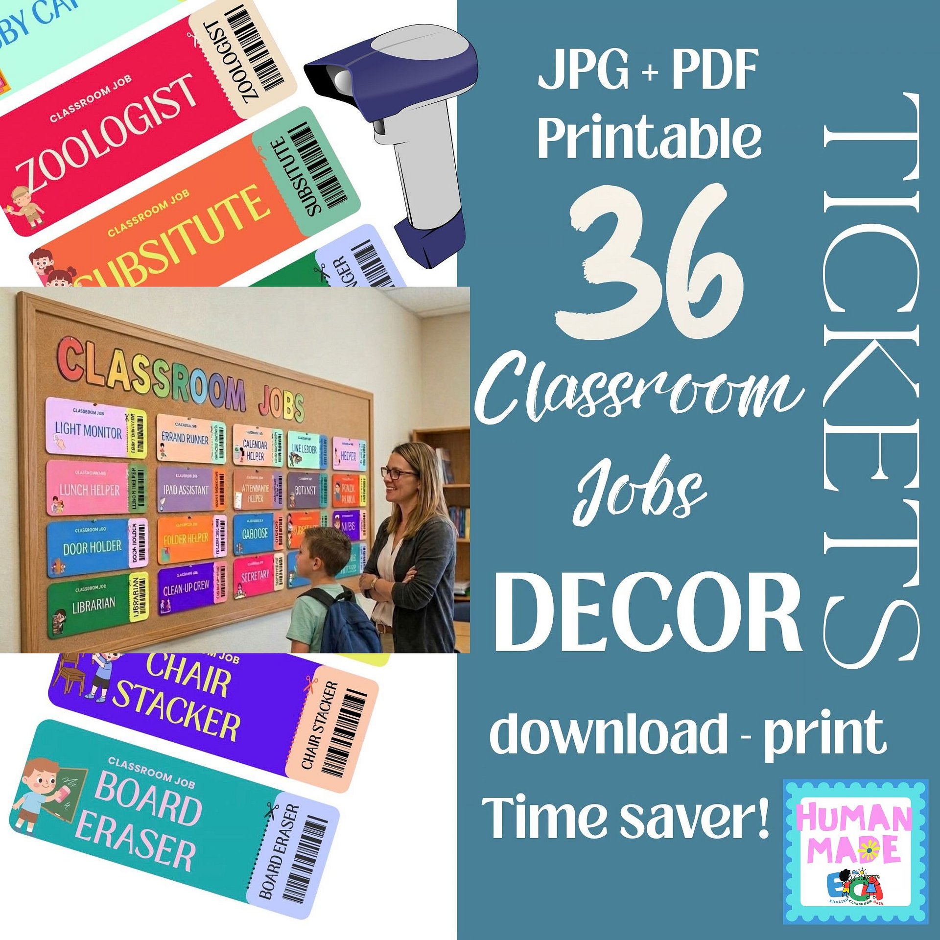 Classroom Jobs Printable Movie Ticket Bulletin Board Decor Student Helpers PDF product image (1)