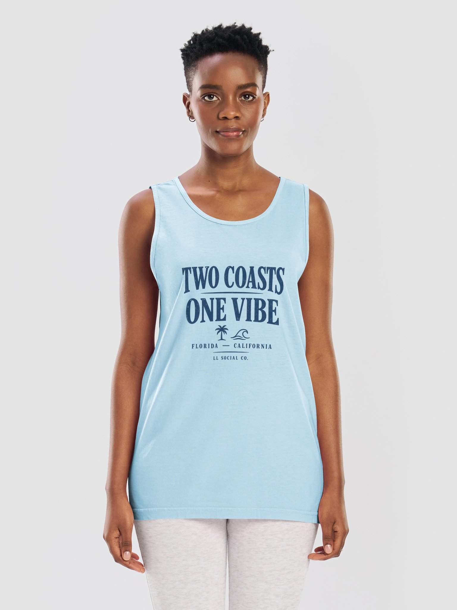 LL Social Co. Two Coasts One Vibe Tank — Florida to California - Navy product image (66)