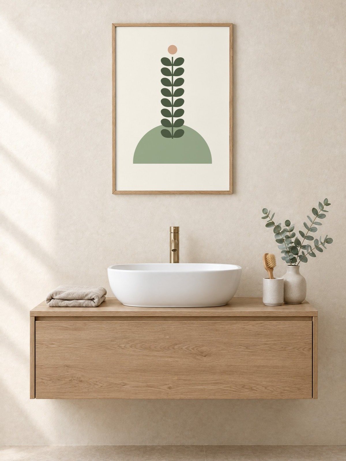 Minimalist Plant Stem Print | Sage Bathroom Wall Art product image (1)