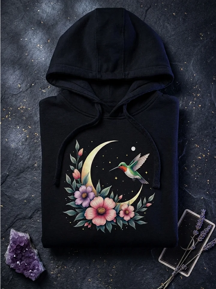 Celestial Hummingbird with Moon and Floral Bloom Design product image (1)