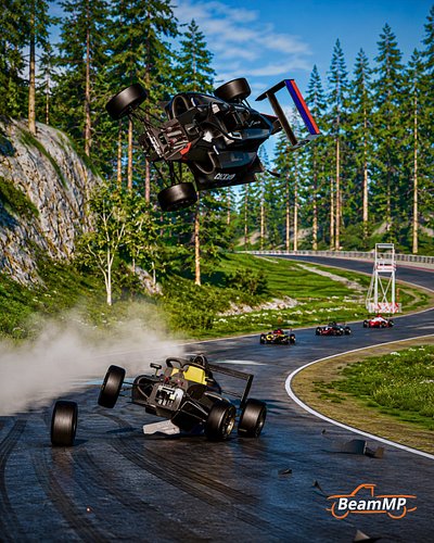 One lap you're fighting for the lead.

The next you're fighting gravity. 🚀

#BeamMP #BeamNG #Formula4 #RaceDay #MotorsportChaos
