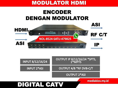 HDMI Encoder Modulator

encoder hdmi lengkap dengan modulator
output bisa pilih dvb-c atau dvb-t dalam 1 mesin
support runnin...