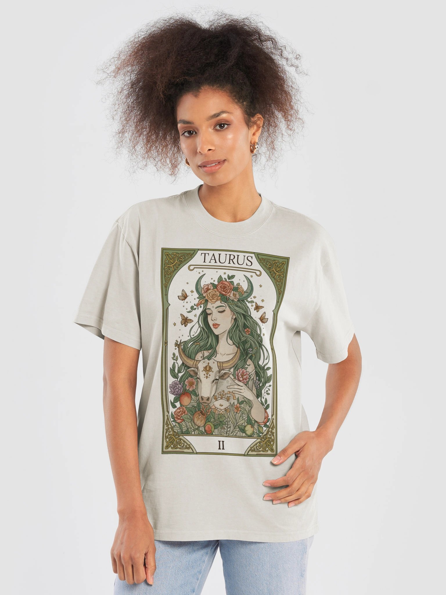 Taurus Zodiac Woman Bull Floral Art Nouveau Astrology product image (2)