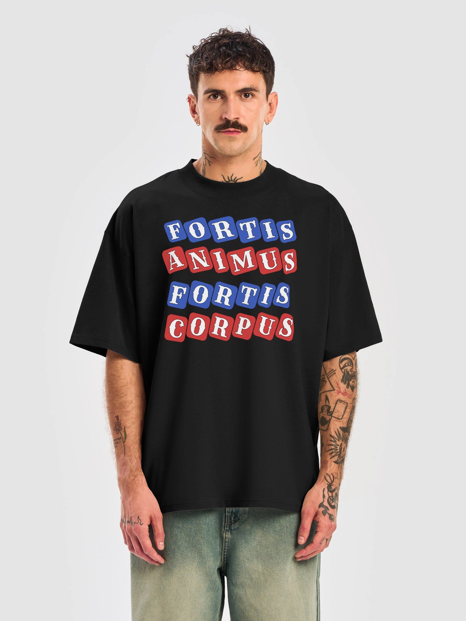 Strong Mind Strong Body In Latin Unisex Organic Cotton Oversized Graphic T-shirt product image (2)
