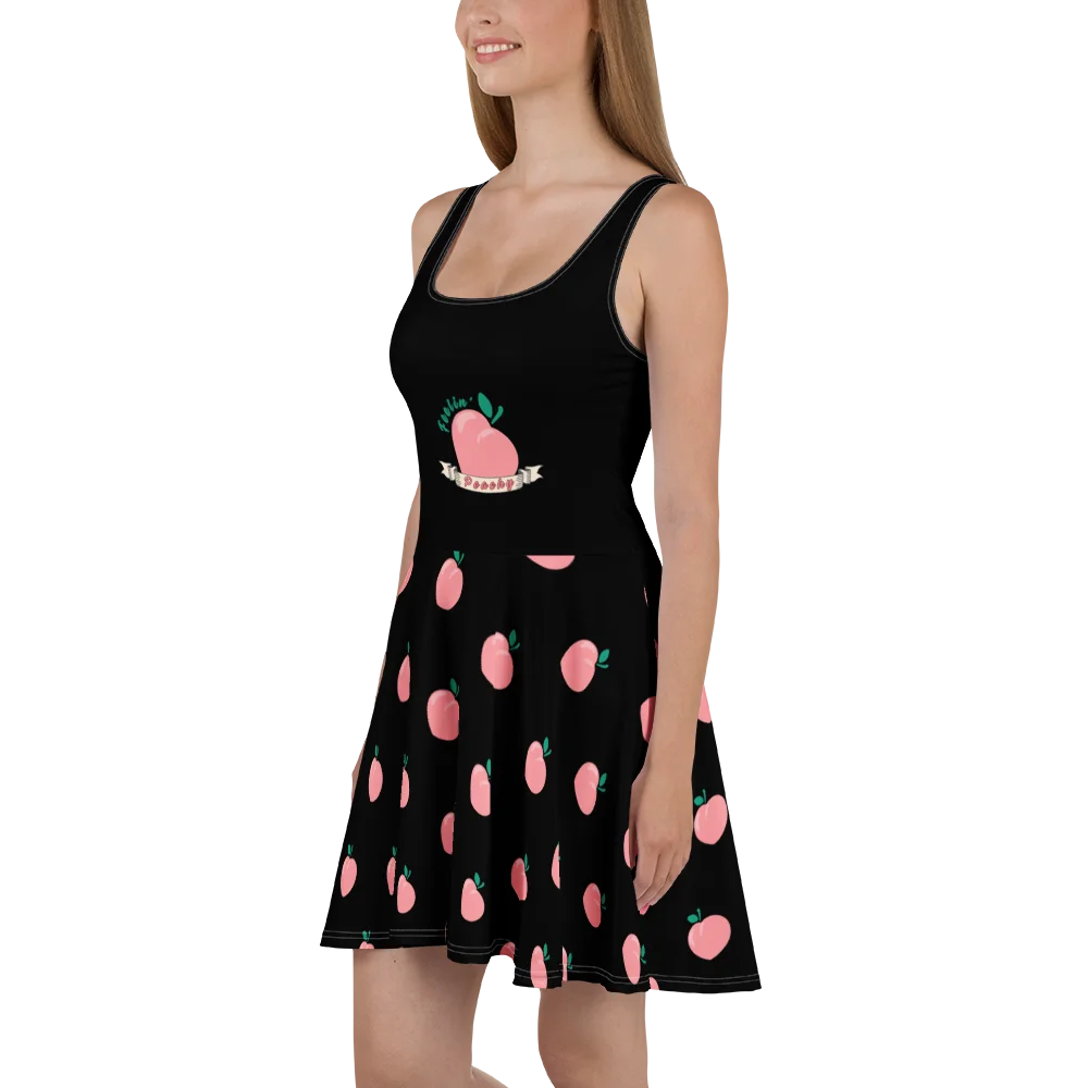 Black "Feelin' Peachy" All-Over Print Dress product image (1)