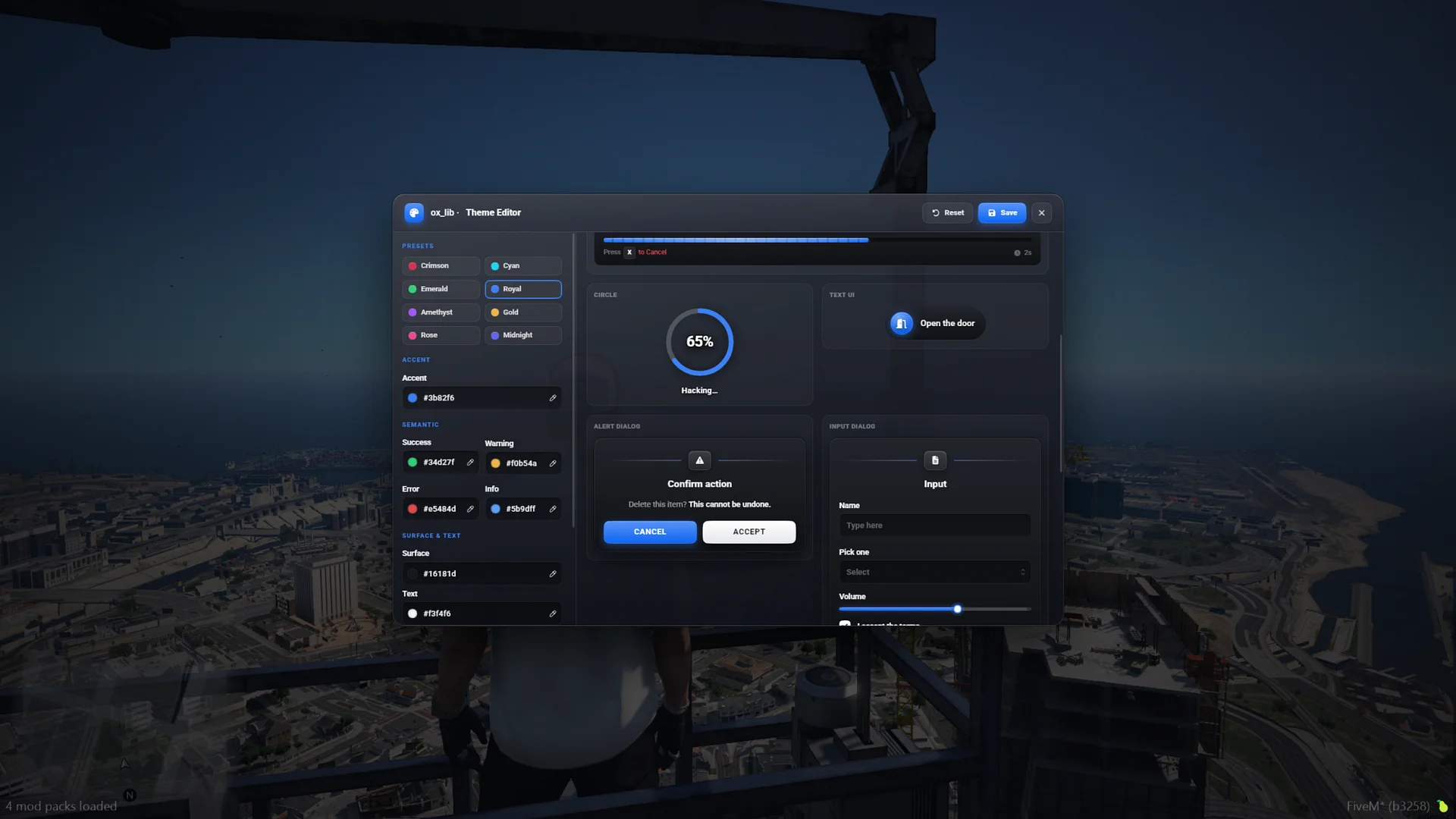 FiveM Ox-Lib Redesign 🧩 8 Themes, In-Game Editor & Easy Install (ESX/QB/QBox) product image (3)
