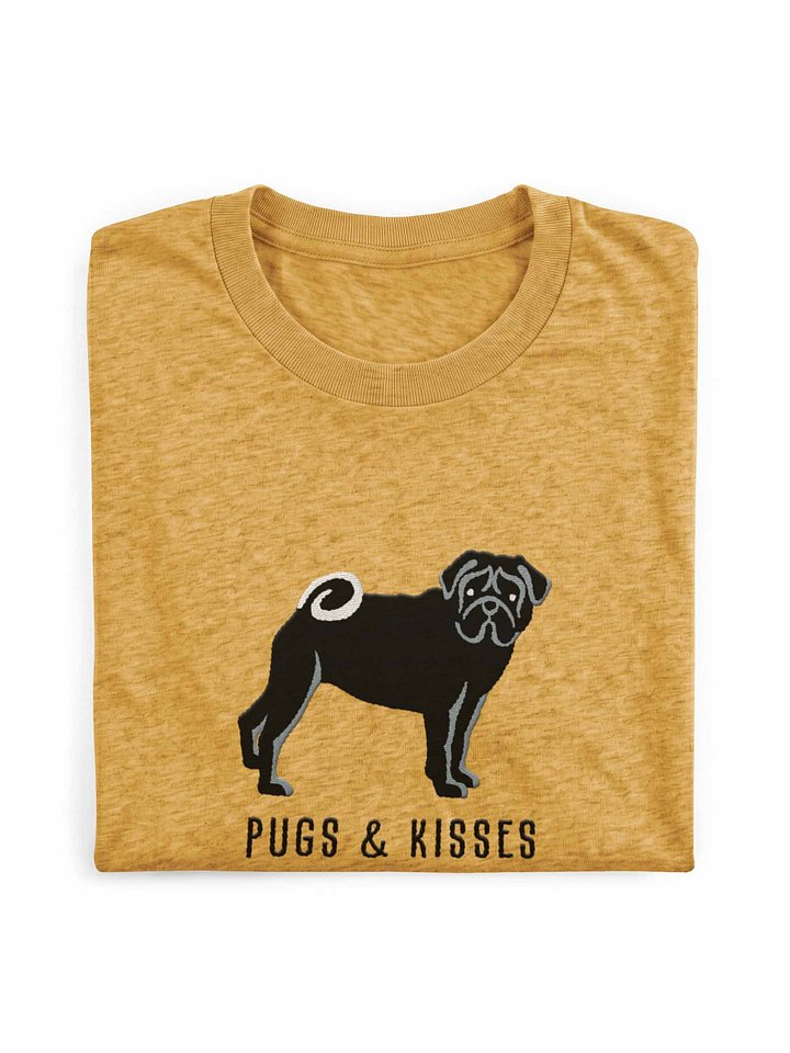 Pugs and Kisses T-Shirt(Embroidered) of a Pug(Black) product image (1)