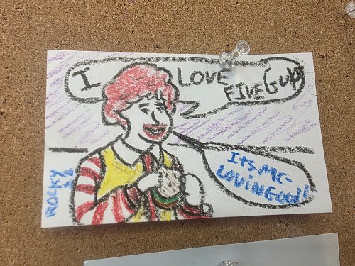 When you eat Five Guys and you decide to leave your art on the board at the Carslile PA location.  Even he Mcloves five guys ...