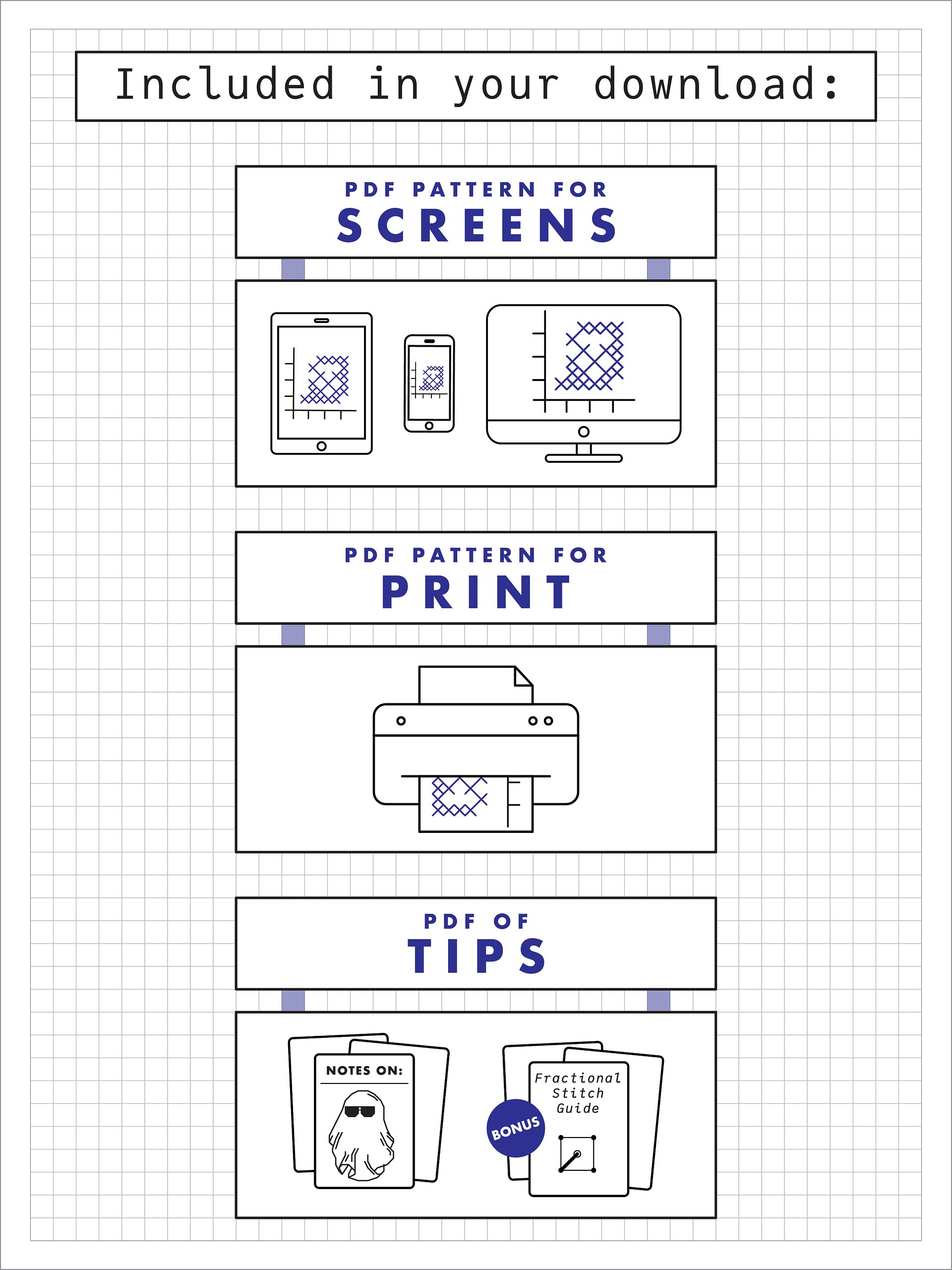 Unfazed Phantom Bookmark • Blackwork Cross Stitch Pattern • PDF Digital Download product image (4)